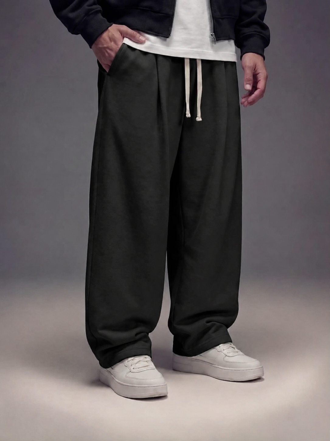 folded hem sweatpants black folded hem sweatpants black